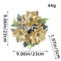 Elegant golden poinsettia Christmas wreath candle holder centerpiece, 23cm diameter size - Gold