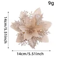 Fleur de Noël à paillettes or champagne 14cm pour décoration de sapin - 14cm / Champagne