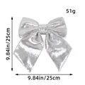 Large silver sequin Christmas tree bow decoration with 25cm dimensions and 51g weight - 25x25cm / Silver