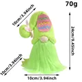 Süße grüne Osterwichtel-Plüschfigur mit bunter Eierstickerei, Größe 24x10cm, 70g - Grüne Mütze Rosa Ei Stil (D2-7)