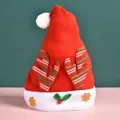 Rote Weihnachtsmütze mit Rentiergeweih und weißem Plüschrand für festliche Feiertag Variante - Leuchtender Kranz Geweihstil / 25x32cm / Rote Geweihmütze für Kinder
