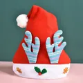 Rote Weihnachtsmütze mit blau gestreiften Rentiergeweihen, Plüsch Festtags Party Dekor. - Leuchtender Kranz Geweihstil / 25x32cm / Blaue Geweihmütze für Kinder