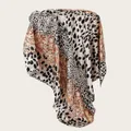Elegant leopard print patchwork satin square scarf detail showing silky texture and pattern - L / Classic Leopard Style (SD90-2#)