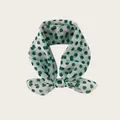 Elegant green fruit pattern square scarf made of soft breathable cotton linen fabric - 58x58cm / Green