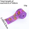 6.4cm wide purple Halloween wired ribbon with pumpkin and spider web pattern decor - Pumpkin Head Style (Z1-49) / Single Roll