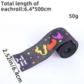 Halloween decorative patterned ribbon roll 6.4cm x 5m for festive party crafts - Letter Print Style (Z1-50) / Single Roll