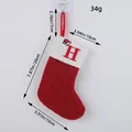 Calcetín navideño de punto rojo clásico con letra H bordada e información de medidas - Letra H