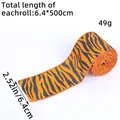 Cinta de Halloween con patrón de rayas de tigre para decoración festiva 6,4cm x 500cm - Estilo Estampado de Leopardo (Z1-53) / Rollo Simple