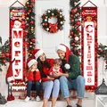 Christmas porch banners with Merry Christmas text and festive Santa illustrations - X2-15 Santa Doll Style