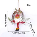 Handgefertigter Weihnachtsdekoration-Kranz mit Weihnachtsmann-Figur und Größenangaben - Kleiner Weihnachtsmann-Stil (H2-4) / 35x33x4.5cm
