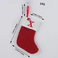 Calcetín de Navidad rojo de punto con dobladillo blanco y letra X roja bordada DIY - Letra X