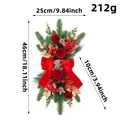 Red velvet reindeer Christmas teardrop swag wreath decoration, 46cm long, 212g weight - Red Velvet Reindeer Teardrop Swag