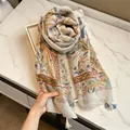 Elegant floral summer shawl for women with tassels, sun protection and air conditioning - 180cm / Flower Sea