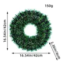 42cm green Christmas tinsel wreath with 16.54 inch diameter 150g for decoration - 42 cm / Green