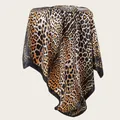 Detailed view of 90cm satin square scarf with fashion leopard print and black border - L / Black Block Edge Leopard Style (SD90-10#)