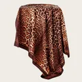 Elegant leopard print satin square scarf with a silky finish and flowing drape - L / Classic Brown Leopard Style (SD90-13#)