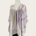 Scialle bohémien leggero e trasparente con stampa astratta viola - Top / 160x100cm / Onda di Riso Viola