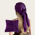 Elegantes dunkelviolettes Satin-Seidentuch, dargestellt als Kopftuch und flaches Detail. - 90cm Packung / Dunkelviolett (SD90cm-23#)