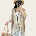 Chal de verano bohemio estilo étnico para viajes y sol - Tops / 160x100cm / Teñido Beige