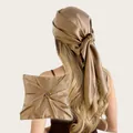 Close-up of elegant champagne satin headscarf showing drape and silky smooth texture. - 90cm Pack / Champagne Gold (SD90cm-2#)