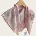 Elegant Chinese style cotton square scarf with pink oil painting pattern on a hanger - 70cm / Soft Pink