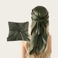 Eleganter dunkelgrüner Satin-Kopftuch als stilvolles Haarband im Detail dargestellt - 90cm Packung / Dunkelolivgrün (SD90cm-7#)