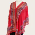 Chale de gasa roja estilo étnico bohemio para mujer protección solar de playa de verano - Tops / 160x100cm / Pop Art Rojo