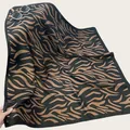 Close-up of large zebra stripe square scarf showing twill texture and elegant drape - 90cm Pack / Dark Brown Zebra Print (Bo90cm-4#)