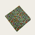 Detail view of orange fruit and blue floral print square silk scarf. - 58cm / Orange Citrus Floral (58CM-21#)