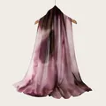 Lightweight purple and brown watercolor gradient rayon scarf with vertical texture details. - Purple Gradient Stripes Style (RM70/180-39#) / 180cm