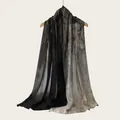 Elegant lightweight rayon scarf featuring an artistic grey and black watercolor gradient - Dark Grey and Ink Black Gradient Style (RM70/180-44#) / 180cm