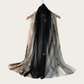 Elegant watercolor gradient striped rayon scarf shown hanging to highlight soft drape. - Multi-color Watercolor Gradient Style (RM70/180-31#) / 180cm