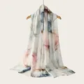 Elegant watercolor gradient striped long rayon scarf with soft artistic drape detail - Pink Green Coffee Gradient Style(RM70/180-16#) / 180cm