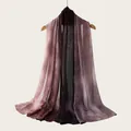 Detail view of the soft watercolor gradient texture on a purple striped rayon scarf. - Purple Dark Red Watercolor Gradient Style (RM70/180-23#) / 180cm