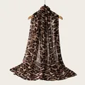 Elegant leopard print viscose scarf with soft drape for women's versatile styling - Leopard Print Style (RM70/180-1#) / 180cm / Brown Leopard