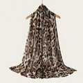 Elegant leopard print rayon scarf for women featuring a soft texture and natural drape - Leopard Print Style (RM70/180-2#) / 180cm / Brown Black Leopard