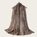 Premium soft viscose scarf featuring elegant brown watercolor marble pattern design - Coffee Marble Pattern Style(RM70/180-11#) / 180cm