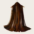 Elegant long rayon headscarf featuring a rich brown watercolor gradient striped pattern - Caramel Tie-Dye Gradient Style(RM70/180-12#) / 180cm