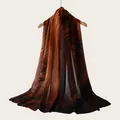 Professional long rayon scarf with watercolor gradient stripes in warm brown earthy tones - Brown Orange Black Gradient Striped Style(RM70/180-17#) / 180cm