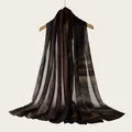 Long viscose scarf featuring a watercolor gradient striped pattern in dark earth tones - Dark Coffee Ochre Gradient Style(RM70/180-19#) / 180cm