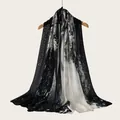 Elegant black and white watercolor gradient viscose scarf for versatile daily styling - Black White Ink Gradient Style(RM70/180-20#) / 180cm