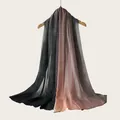 Premium rayon long scarf featuring a soft watercolor pink and grey gradient design - Grey Pink Gradient Striped Style (RM70/180-24#) / 180cm
