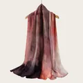 Elegant watercolor gradient rayon scarf in red and purple shades for women - Red Pink and Purple Gradient Style (RM70/180-42#) / 180cm