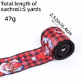 Red and black buffalo plaid Christmas ribbon with gnome and snowflake patterns - Plaid Style / Z2-49