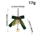 Christmas green velvet bow ornament with pine cones and gold bell 20cm hanging decor - Single Bell Style / One Bell Green Style