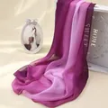 Close-up of elegant gradient purple chiffon scarf with soft drape and sheer texture. - Purple Gradient / 160cm