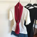 Elegante sciarpa sottile in seta bordeaux per donna, foulard lungo alla moda. - 145cm / Borgogna