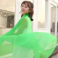 Elegant Asian model wearing a long flowing green sun-protection scarf in summer breeze - Long (140-180cm) / Green