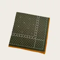 Elegant olive green polka dot silk scarf with yellow border for women spring summer style - 58cm / Olive Green Polka Dot Floral (58CM-44#)