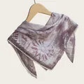 Artistic oil painting square cotton scarf with breathable and soft lightweight texture - 70cm / Twilight Purple